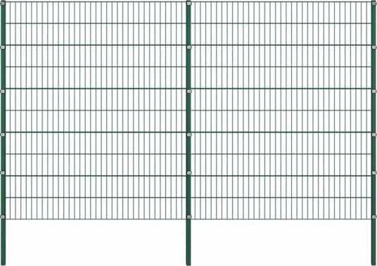 vidaXL Gjerdepanel med stolper jern 349x200 cm grønn