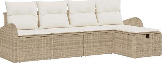 5-delt hagesofa-sett med puter Beige Poly Rottling