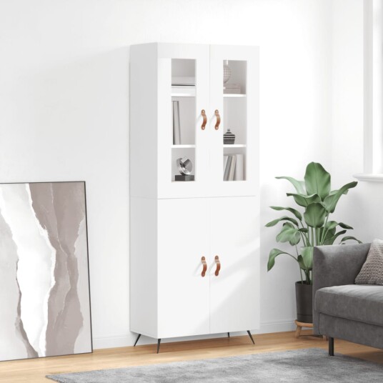 vidaXL Highboard hvit 69,5x34x180 cm konstruert tre 8720845476076