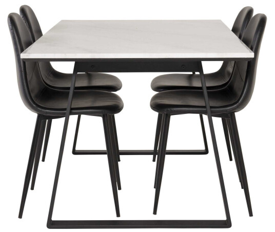 Venture Design Estelle & Polar spisegruppe Hvit/svart 4 st stoler & bord 140 x 90 cm
