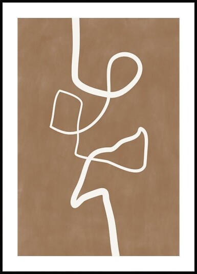 White Single Line Artwork Poster Plakat / 40x50cm