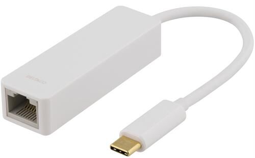 Deltaco USB-C Gigabit Nettverksadapter Hvit