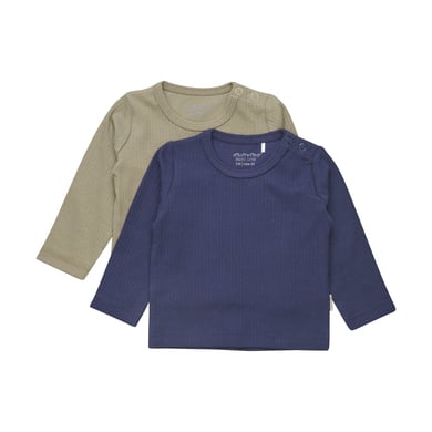 Minymo Langermet skjorte 2-pack Dark Navy