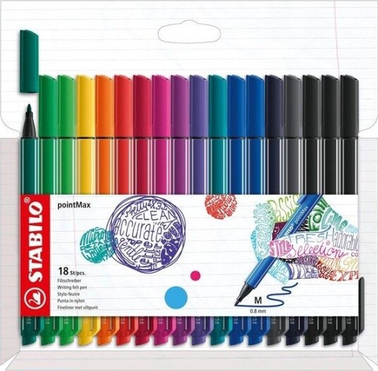 STABILO - Hardtip Fineliner - Set of 18 Pieces