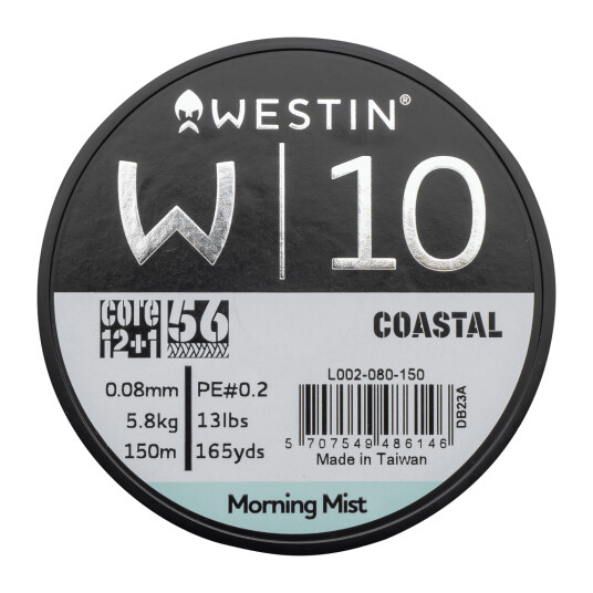 Westin W10 13 Braid Coastal 0.08mm 150m 5.8kg, fiskesene multifilament 0.08mm 150m 5.8kg Coastal Morning Mist Westin W10 13 Braid Coastal 0.08mm 150m 5.8kg, fiskesene multifilament 0.08mm 150m 5.8kg Coastal Morning Mist