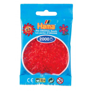 Hama Mini Perler 501-13 Transparent Rød 2000 stk Hama Mini Perler 501-13 Transparent Rød 2000 stk