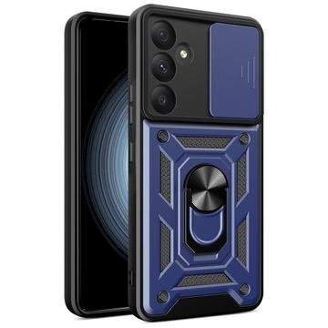 Samsung Galaxy A55 Hybrid-deksel med Roterende Ring med Kameraskjold Blå Samsung Galaxy A55 Hybrid-deksel med Roterende Ring med Kameraskjold Blå