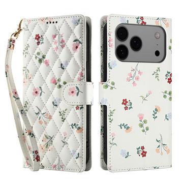 iPhone 17 Pro Rombisk blomsterlommebok etui   roser