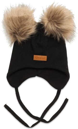 Gugguu Merino Double Furry Baby Beanie BLACK 9 18MONTHS