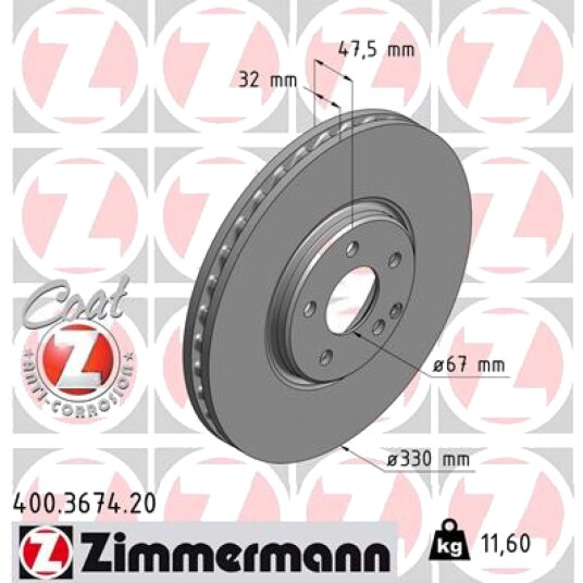 Bremseskive ZIMMERMANN 400.3674.20