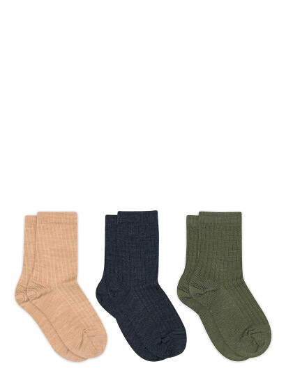 mp Denmark Wool Rib Socks - 3-Pack - Beige - 25/28