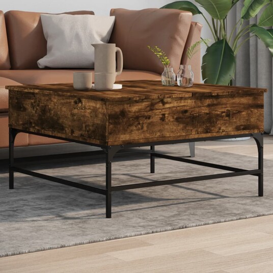 Salongbord røkt eik 80x80x45 cm konstruert tre og metall 8721012479425
