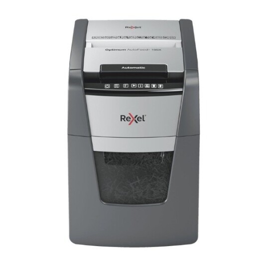 Rexel Optimum AutoFeed+ 100X - Makulator - tverrkutt - 4 x 28 mm - P-4 Rexel Optimum AutoFeed+ 100X - Makulator - tverrkutt - 4 x 28 mm - P-4