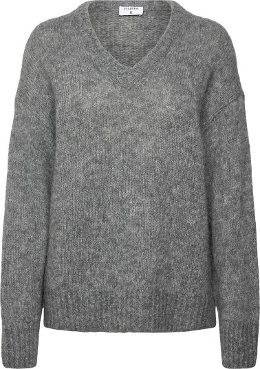 Filippa K Hairy Alpaca V Neck Sweater GREY MELANGE XL Filippa K Hairy Alpaca V Neck Sweater GREY MELANGE XL