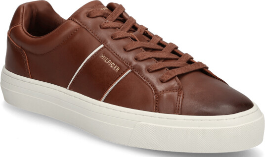 Tommy Hilfiger Dress Casual Leather Sneaker   Brown   43