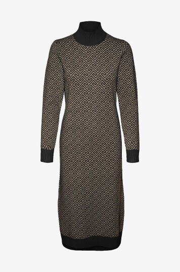 Vero Moda Kjole vmAria Art LS High neck Calf Dress Svart