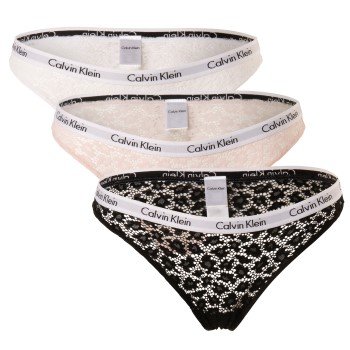 Calvin Klein Truser 3P Carousel Lace Core Brazilian Svart/Rosa polyamid Large Dame