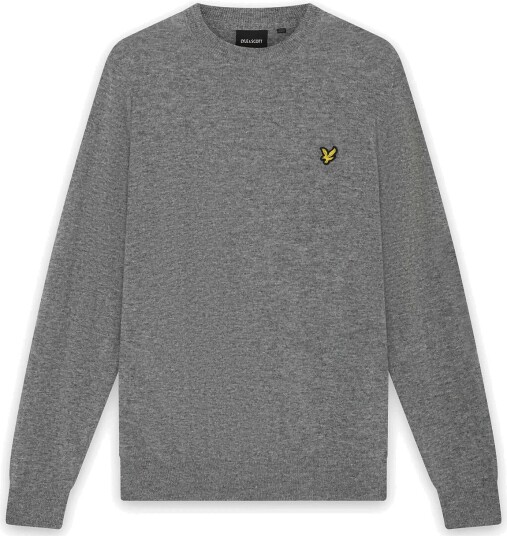Lyle & Scott Lambswool Blend Crew Neck Jumper MID GREY MARL XS