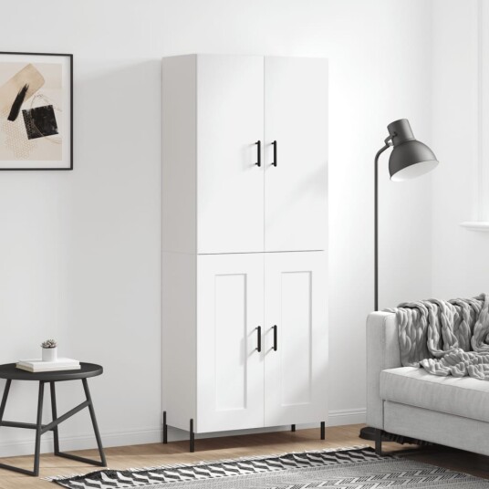 vidaXL Highboard hvit 69,5x34x180 cm konstruert tre 8720845410445