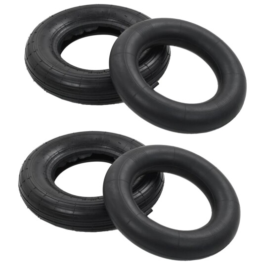 vidaXL Trillebårdekk og innerslange sett 4 deler 3.50-8 4PR gummi vidaXL Trillebårdekk og innerslange sett 4 deler 3.50-8 4PR gummi