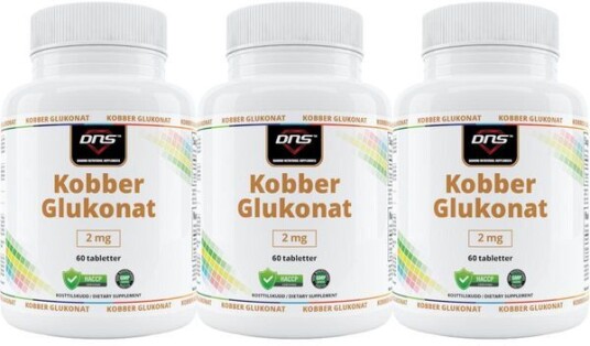 DNS 3-Pack Kobber Glukonat 2 Mg 3 X 60 Tabletter DNS 3-Pack Kobber Glukonat 2 Mg 3 X 60 Tabletter