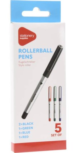 Kulepenn Rollerball Penn 5 stk i pakke