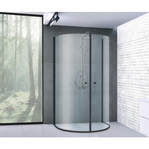 Brasta Ada dusjvegg, 90x90x190 cm, klart glass, sort profil Brasta Ada dusjvegg, 90x90x190 cm, klart glass, sort profil