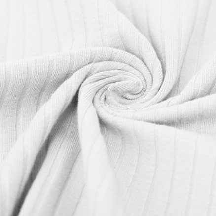 Balsløw Jersey Rib Cotton Stoff 140cm 50 Hvit 50cm