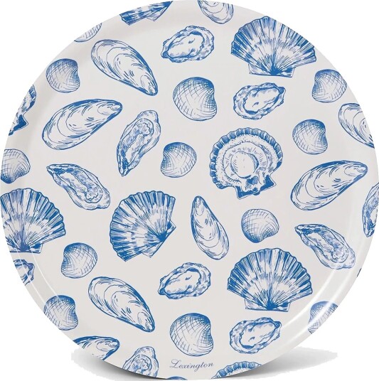 Lexington Home Laminated Printed Round Tray   White   38 CM