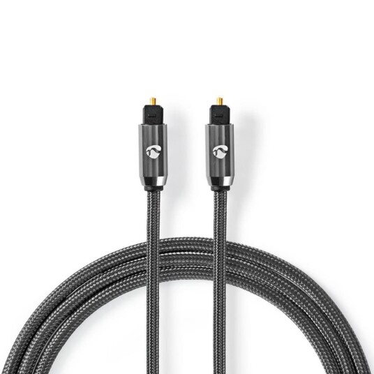 Optisk lydkabel | TosLink Han | TosLink Han | 1.00 m | Rund | Bomull | Gun Metal Grå | Deksel Vindusboks