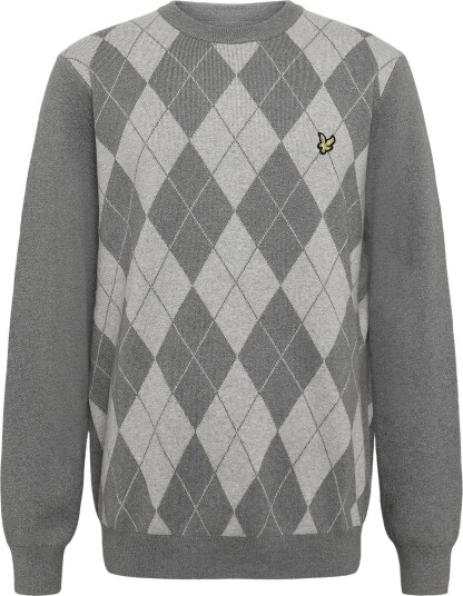 Lyle & Scott Cotton Merino Argyle Jumper Grey XS