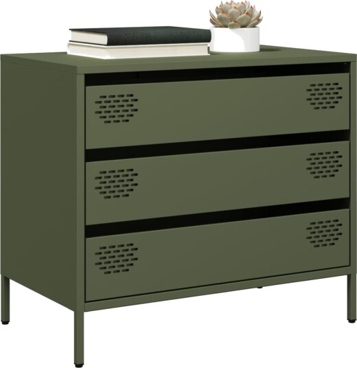 Skjenk olivengrønn 68x39x58,5 cm kaldvalset stål 8721102930539