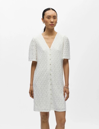 Object Objlaila 2/4 Re V Neck Dress Noos White L Object Objlaila 2/4 Re V Neck Dress Noos White L