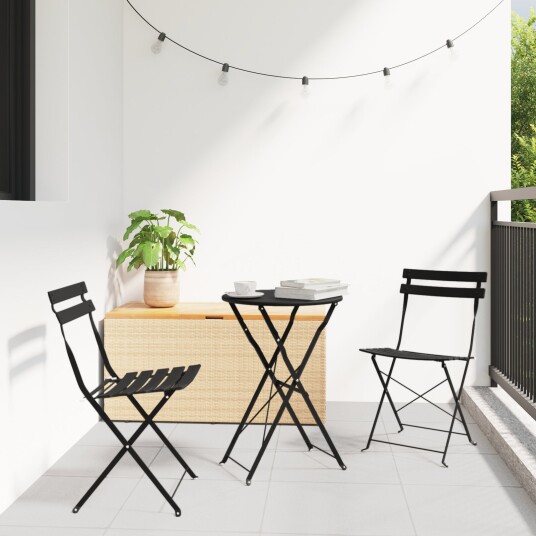 vidaXL Sammenleggbart Bistrosett 3 stk. Antrasitt Stål