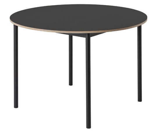 Muuto Base spisebord rundt Ø 110 cm Black linoleum-Plywood-Black