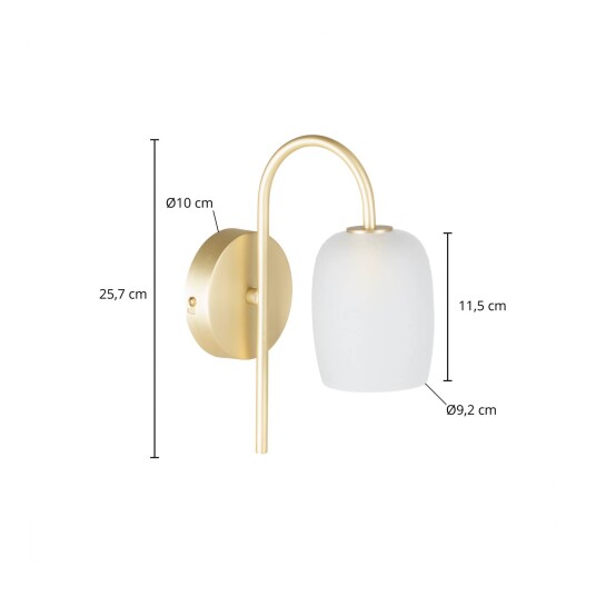 Lucande Taylan vegglampe av jern, glasskjerm