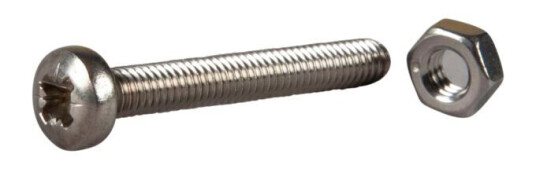 ESSVE 550282 Maskinskrue m. mutter, avrundet hode, syrefast A4 M3 x 20 mm, 10-pakning