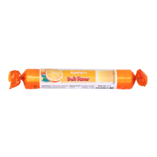 Fruit Power druesukker tabletter appelsin 40 g Fruit Power druesukker tabletter appelsin 40 g