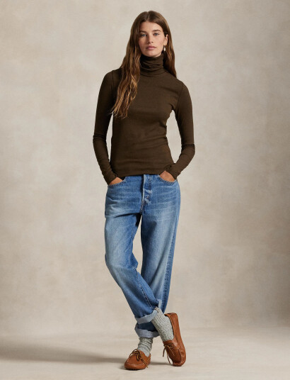 Polo Ralph Lauren Stretch-Blend Turtleneck - Brown - XL