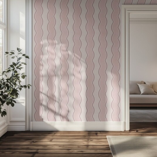 Tapet Bølgete Rosa Mønster