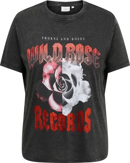 ONLY Carmakoma Carroxy S/S Reg O Neck Tee Jrs Black 50 52