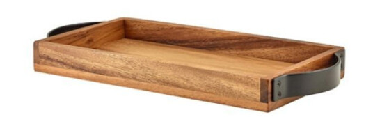 Genware Serveringsbrett i Akasietre Med Metallhåndtak Fra 32,5 x 17,5 Cm