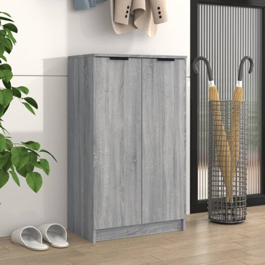 vidaXL Skohylle gr? sonoma 59x35x100 cm konstruert tre vidaXL Skohylle gr? sonoma 59x35x100 cm konstruert tre