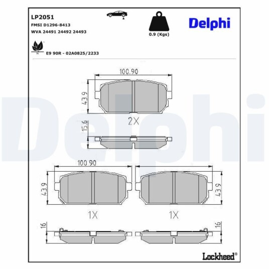 Bremseklosser DELPHI LP2051 Bremseklosser DELPHI LP2051
