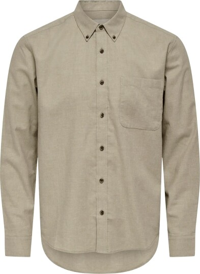 ONLY & SONS Onsjupiter Reg Fit Ls Shirt Noos   CHINCHILLA   XXL