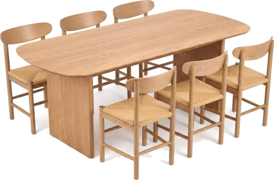 Alma spisegruppe rektangulær 180 cm eik med 6 Malte spisestoler