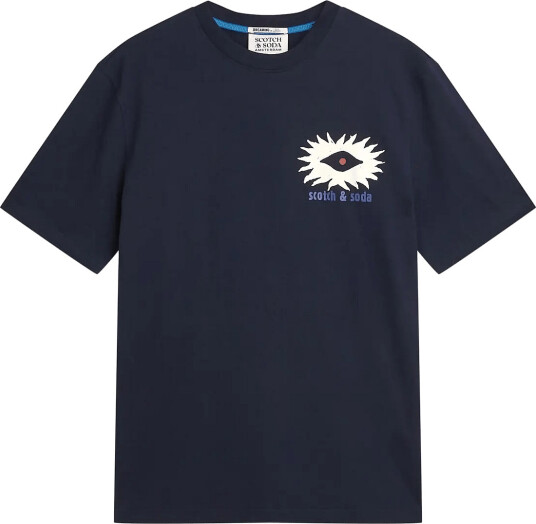 Scotch & Soda Front And Back Artwork Relaxed Fit T Shirt Navy XXL