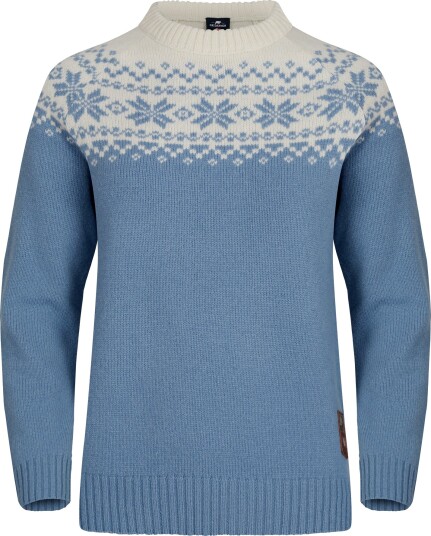 Gridarmor Women’s Snøkrystall Round Neck Ullgenser Lt. Blue/white XS
