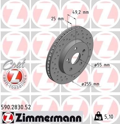 Bremseskive ZIMMERMANN 590.2830.52