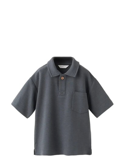 Mango Chest Pocket Cotton Pocket Polo Shirt   Grey   2 3
